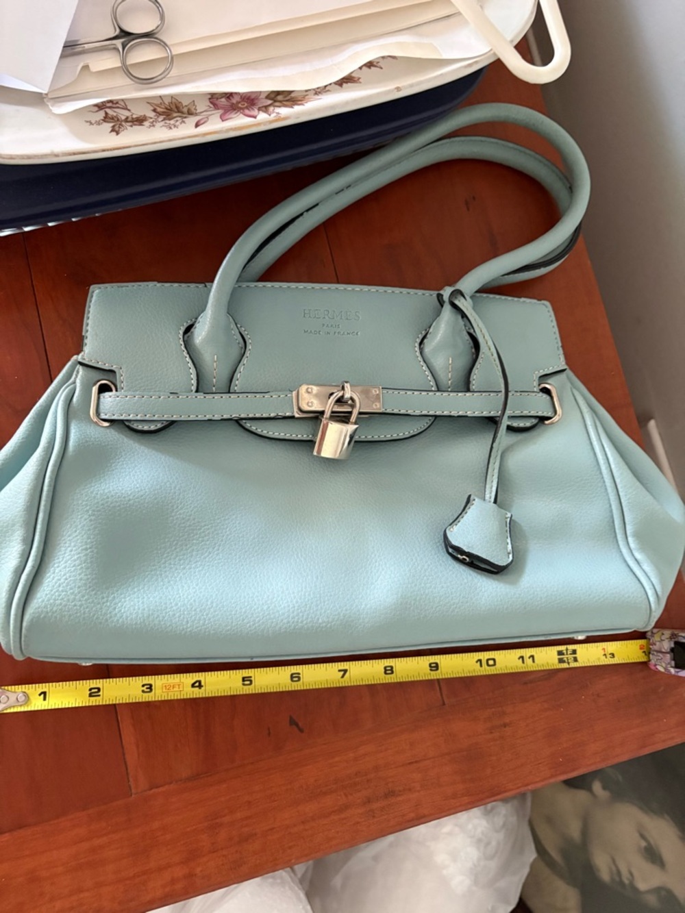 Sage Green Structured Satchel Top Handle Bag Minimal premium Luxury Purse - Picture 9 of 12